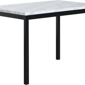 Off-white faux marble and metal dining table
