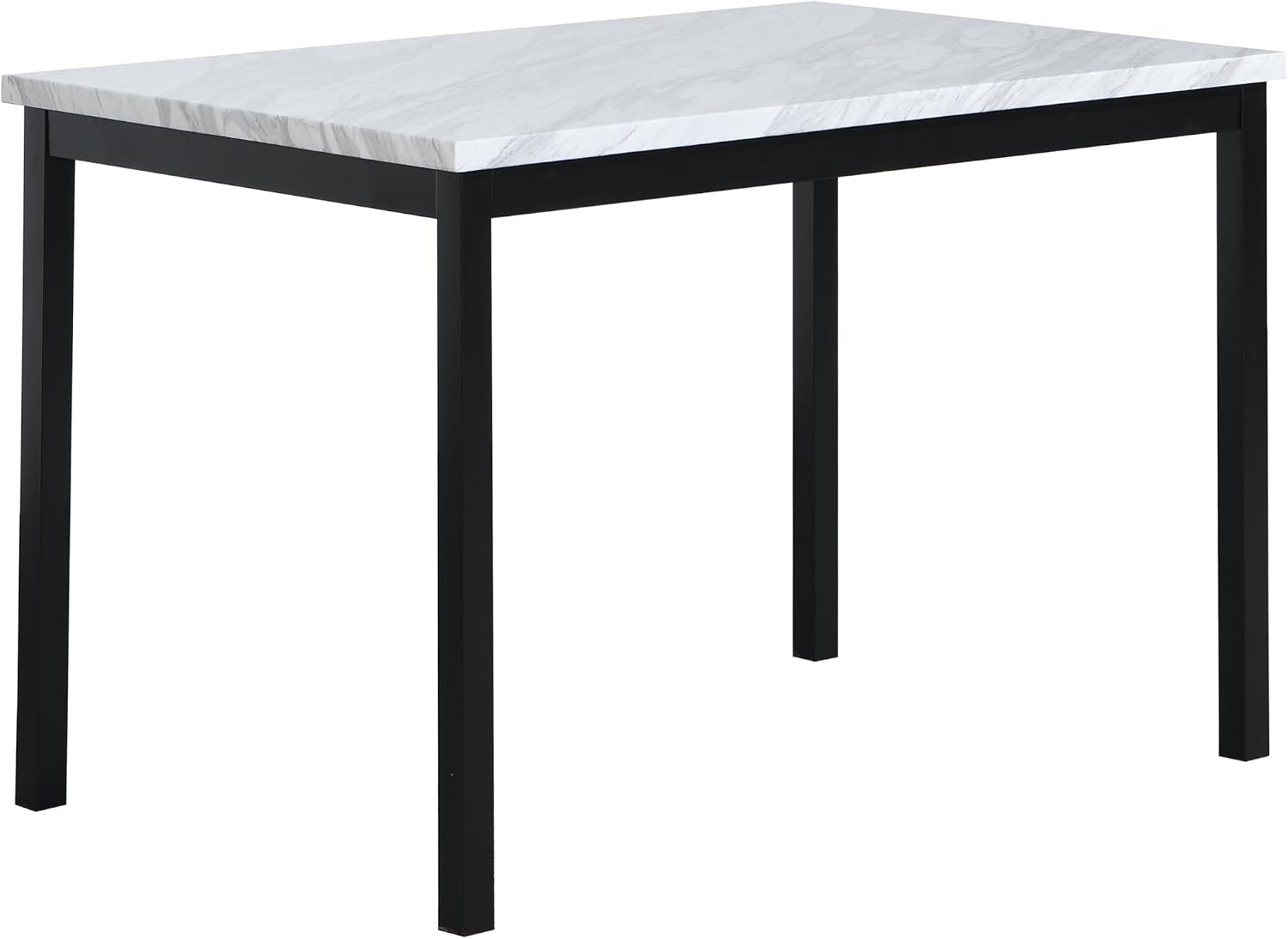 Off-white faux marble and metal dining table