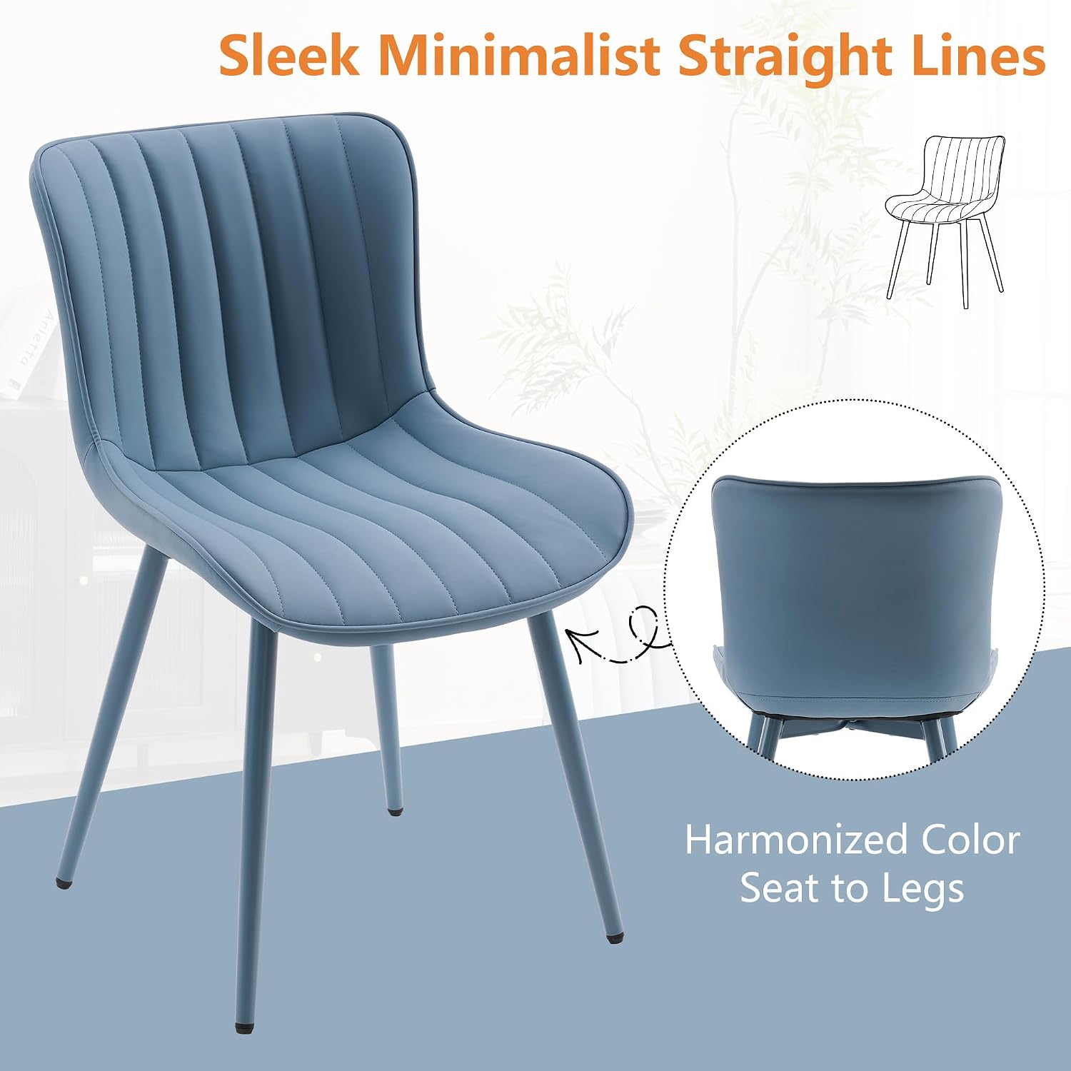 Set of 2 grey dining chairs - Image 2