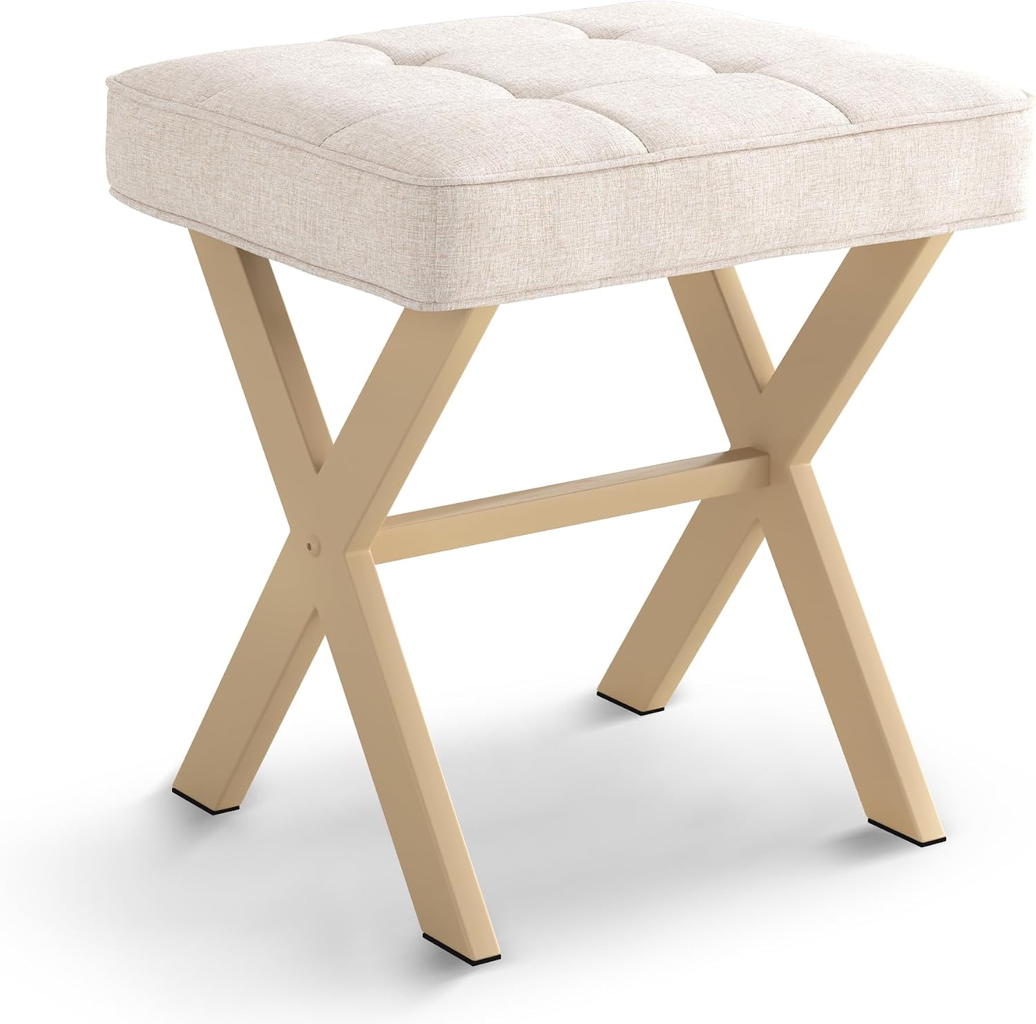 Square linen vanity stool