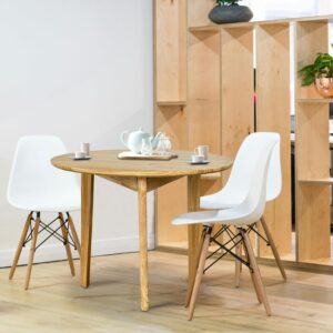 Round solid wood dining table