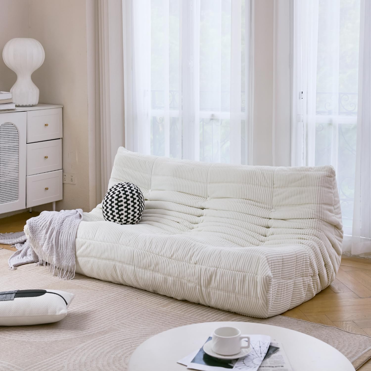 Ivory corduroy sofa