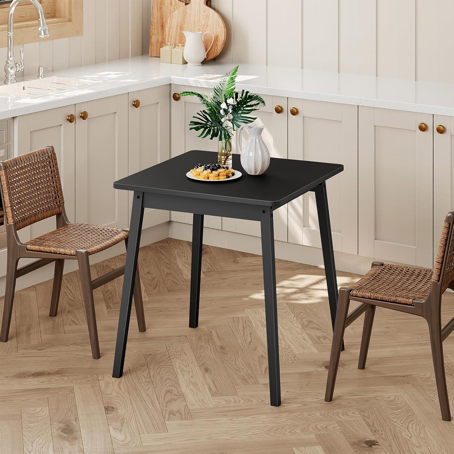 Black bamboo square dining table - Image 2