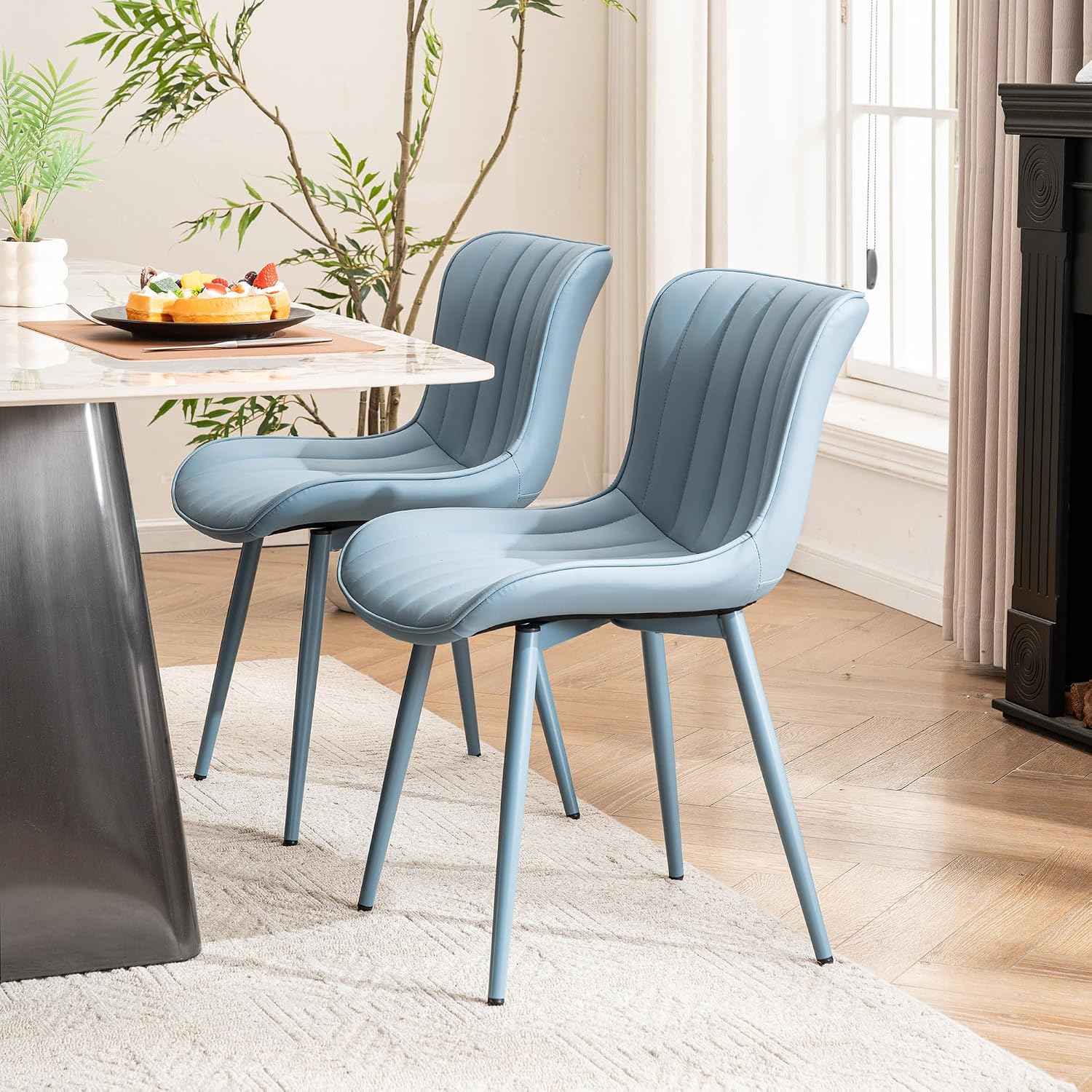 Set of 2 grey dining chairs