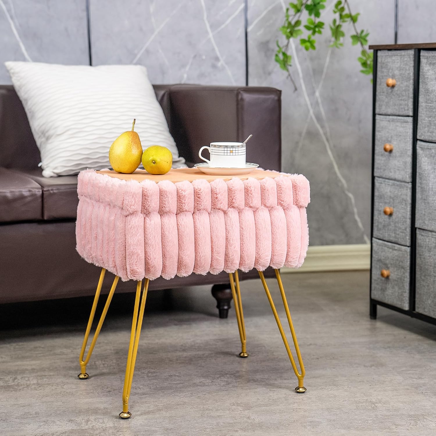 Pink vanity stool - Image 2