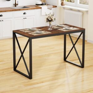 Wood and metal rectangular dining table