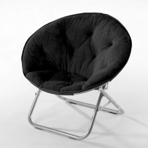 Black faux fur saucer chair
