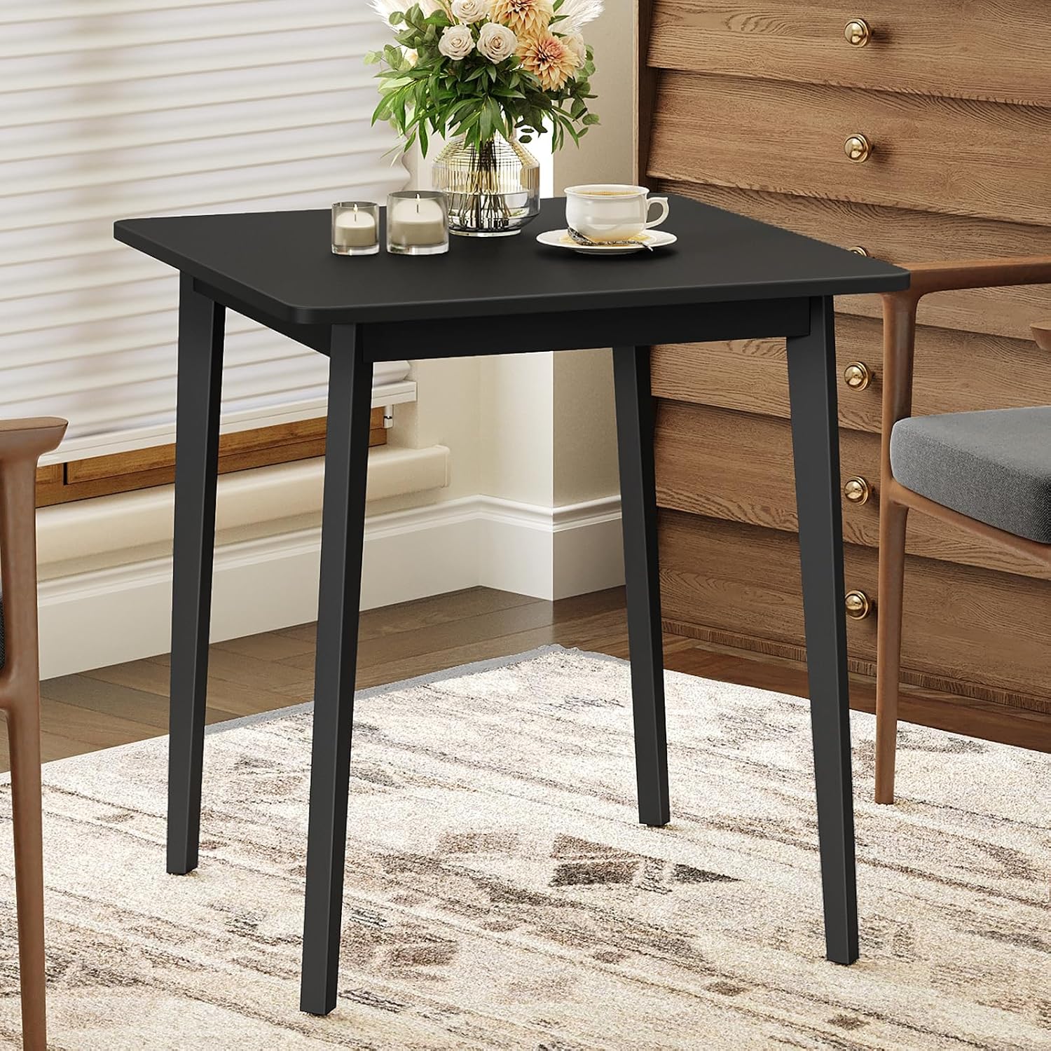 Black bamboo square dining table