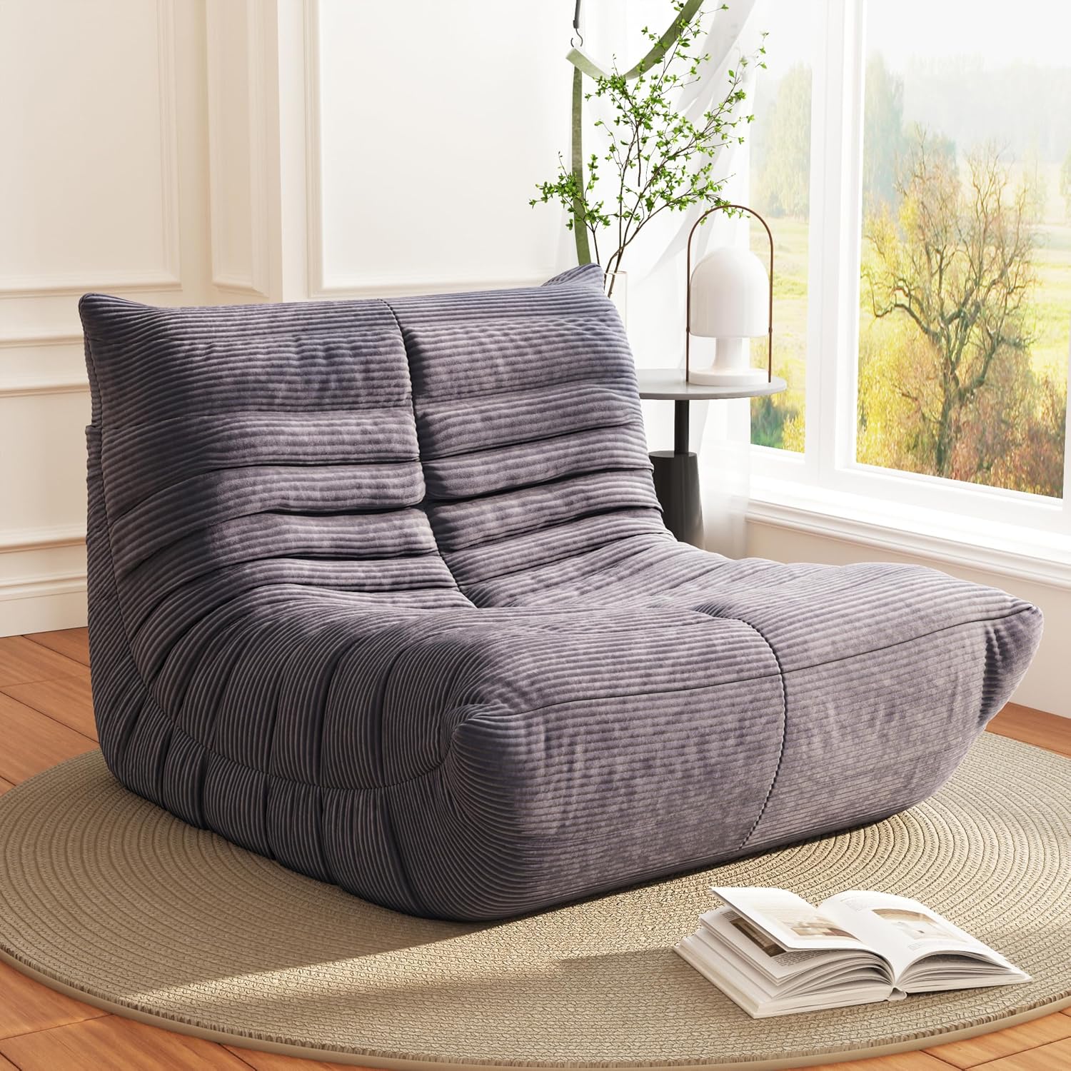 Grey memory foam beanbag sofa